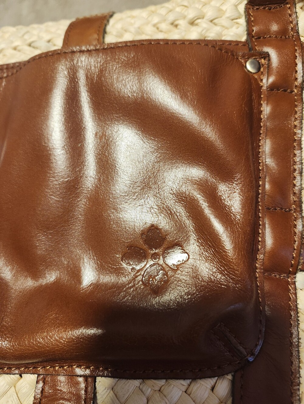 Patricia Nash Leather & Straw Woven Tote Purse EUC - Picture 10 of 10